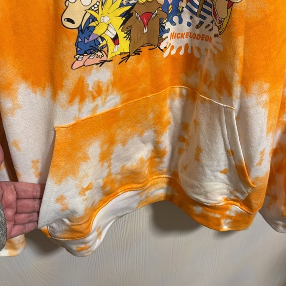 Nickelodeon Rug Rats Tie Dye Orange White Long Sleeve Hoodie Extra Large Men’s - Picture 8 of 8